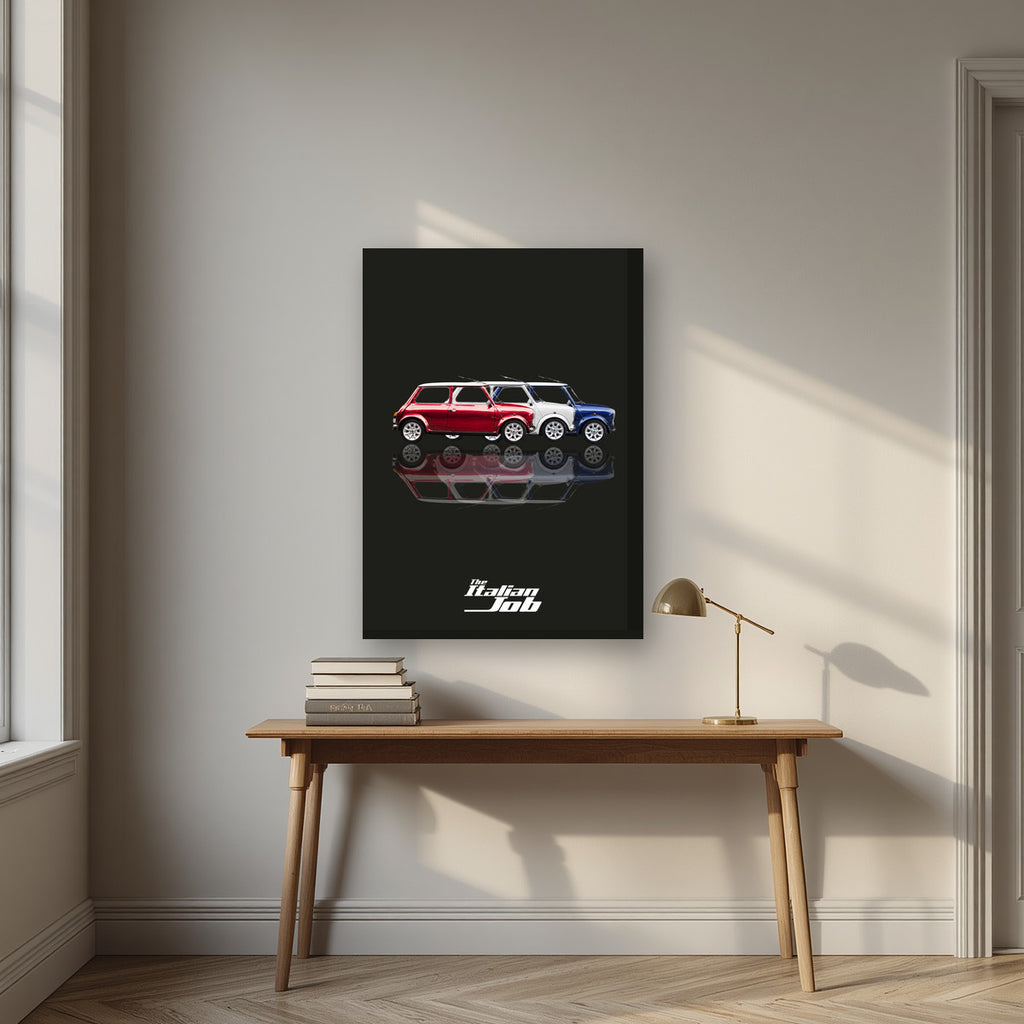The Italian Job – Union Black art print, on thick canvas, styled in a desk