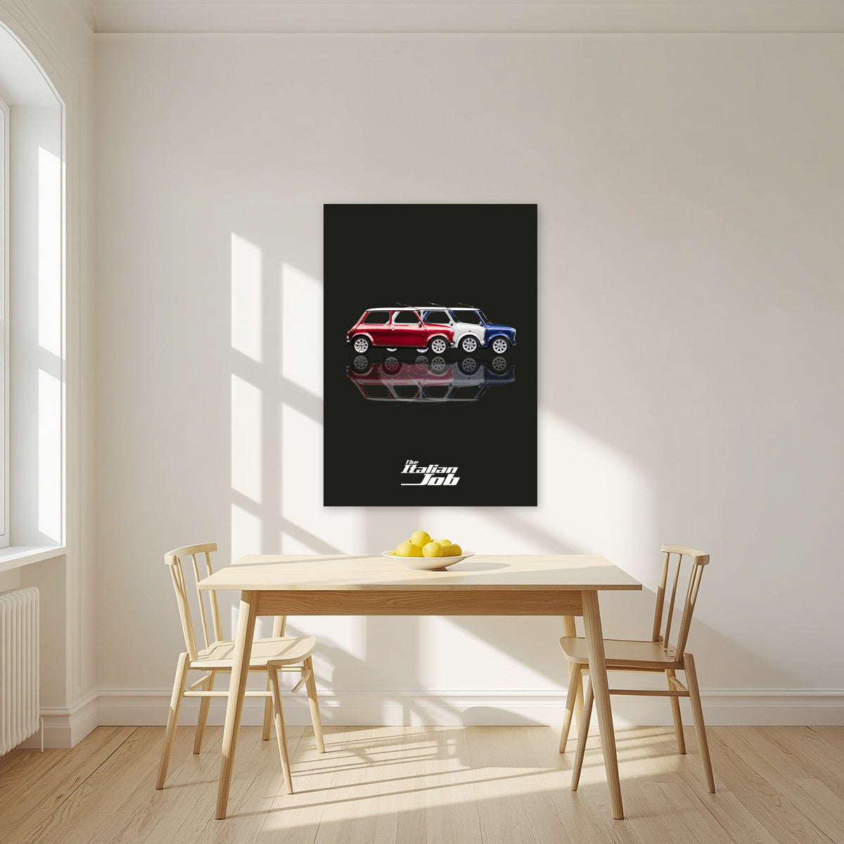 The Italian Job – Union Black art print, unframed poster, styled in a kitchen