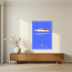 Who Ya Gonna Call? – Proton Blue art print, unframed poster, styled in a living room
