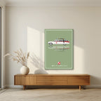 Who Ya Gonna Call? – Slime Green art print, on slim canvas, styled in a living room