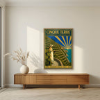Le Vigne Sul Mare — Cinque Terre art print, in an oak frame, styled in a living room