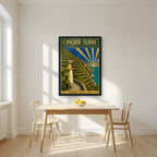 Le Vigne Sul Mare — Cinque Terre art print, in a black frame, styled in a kitchen
