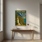 Le Vigne Sul Mare — Cinque Terre art print, unframed poster, styled in a desk