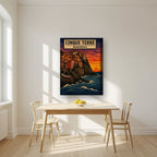 Manarola Al Tramonto — Cinque Terre art print, on thick canvas, styled in a kitchen
