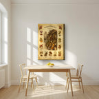 Spice Souk Botanicals on a thick-edge canvas, above a dining table in a bright kitchen