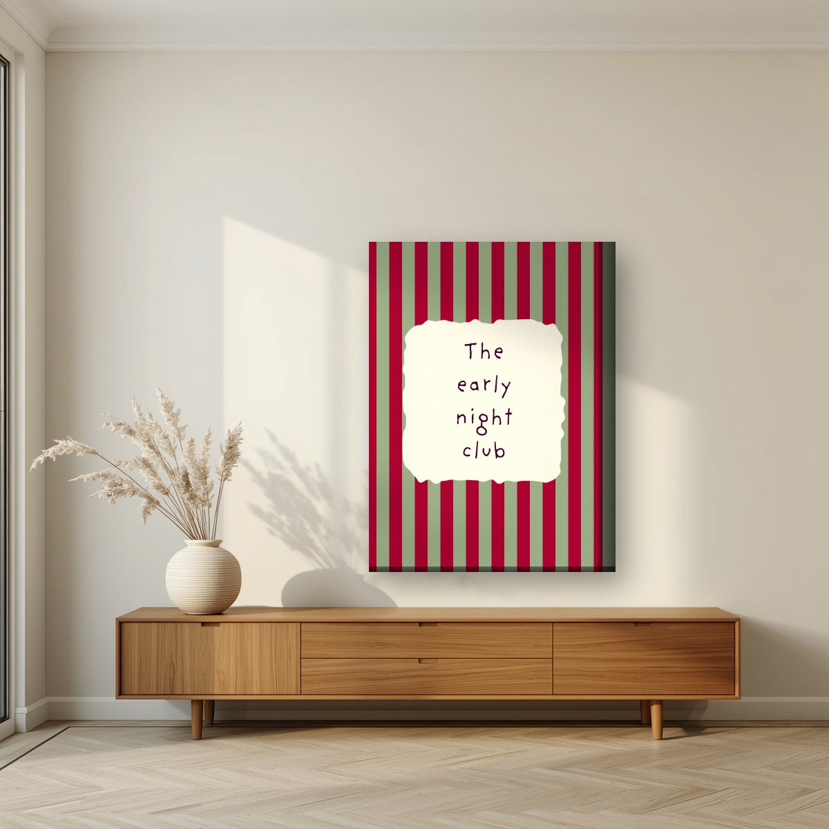 The Early Night Club – Garden Sage on thick canvas in a living room