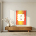 The Early Night Club – Marmalade Stripe print in a white frame in a living room