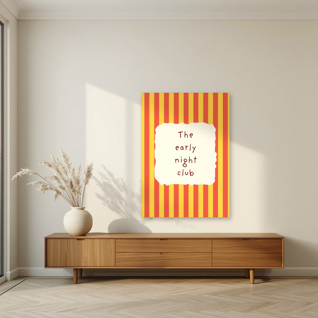 The Early Night Club – Marmalade Stripe unframed poster in a living room