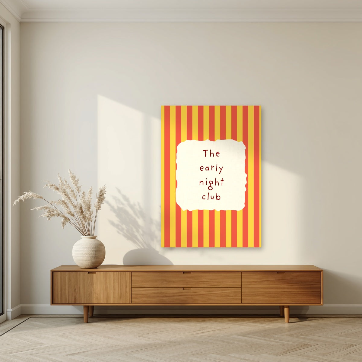 The Early Night Club – Marmalade Stripe unframed poster in a living room