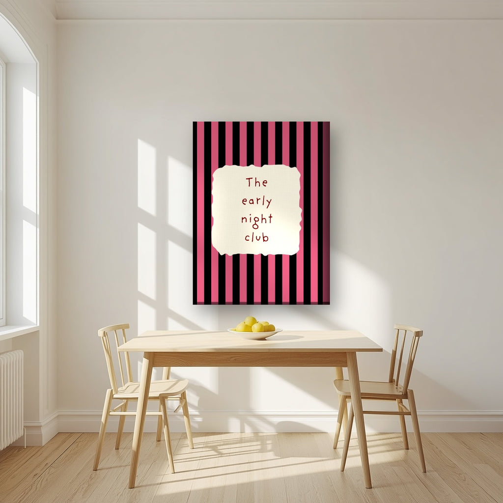 The Early Night Club – Midnight Stripe on thick canvas in a kitchen