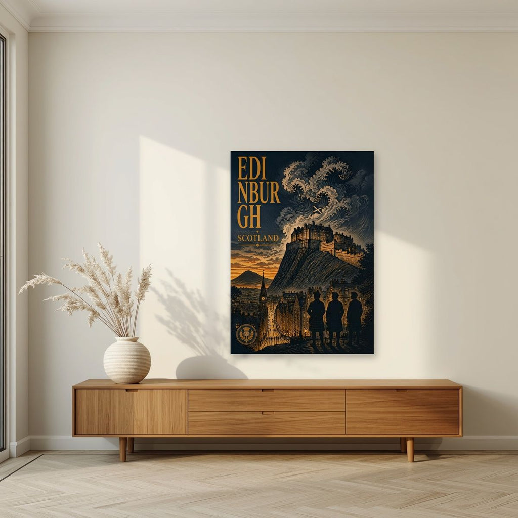 Auld Reekie — Edinburgh art print, unframed poster, styled in a living room