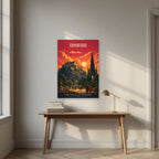 The Castle On The Rock — Edinburgh art print, unframed poster, styled in a desk
