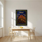 Thistle And Gold — Edinburgh art print, in a black frame, styled in a kitchen