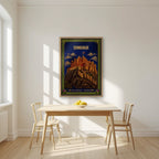Thistle And Gold — Edinburgh art print, in an oak frame, styled in a kitchen