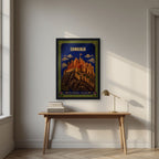 Thistle And Gold — Edinburgh art print, in a black frame, styled in a desk