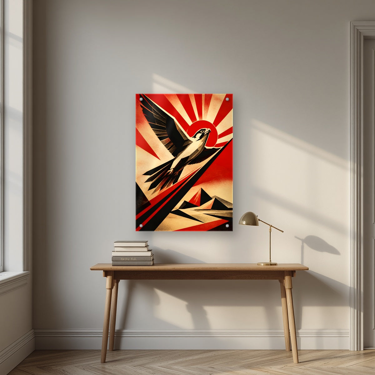 Falcon Rising | Dubai Art Print — acrylic print, room scene
