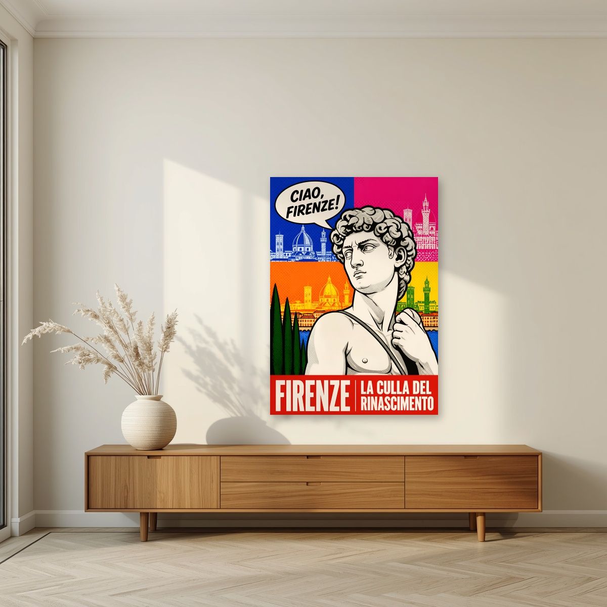 Ciao, Firenze! — Firenze art print, unframed poster, styled in a living room