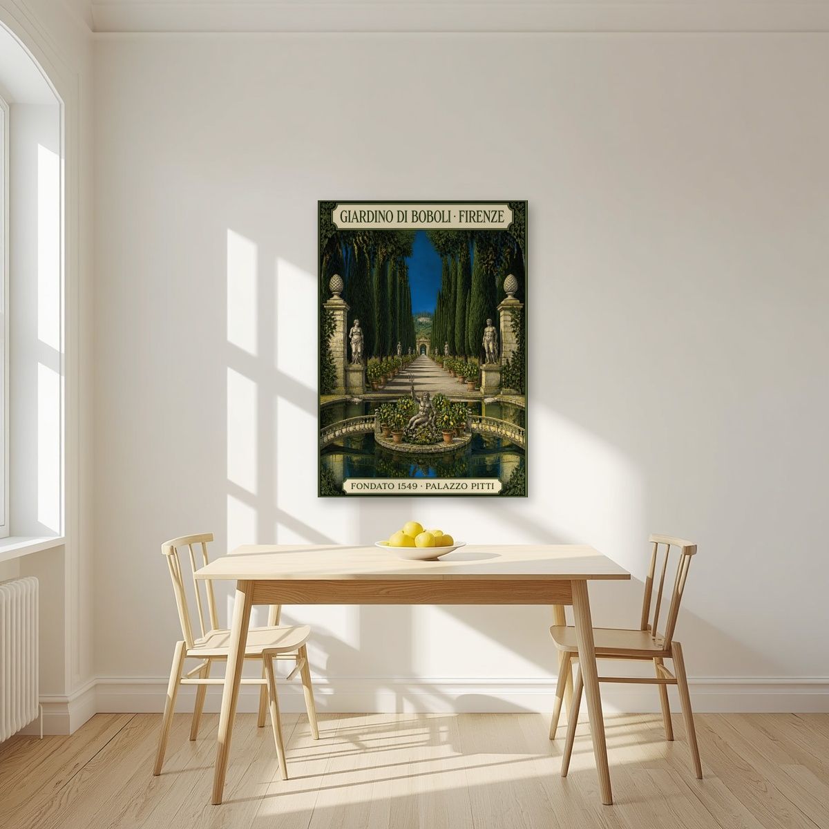 Giardino Di Boboli — Firenze art print, unframed poster, styled in a kitchen