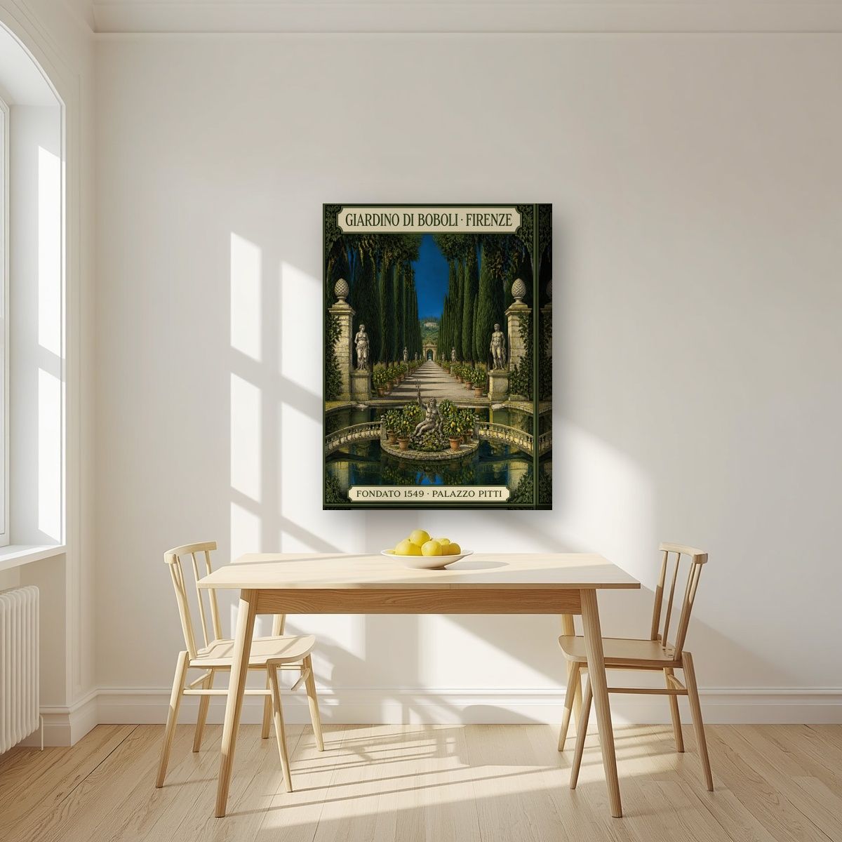 Giardino Di Boboli — Firenze art print, on thick canvas, styled in a kitchen