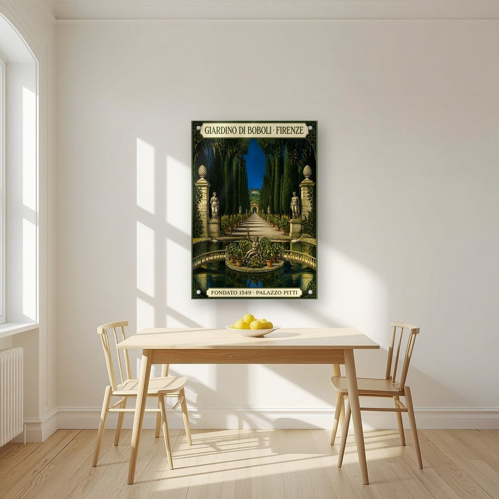 Giardino Di Boboli — Firenze art print, as an acrylic print, styled in a kitchen