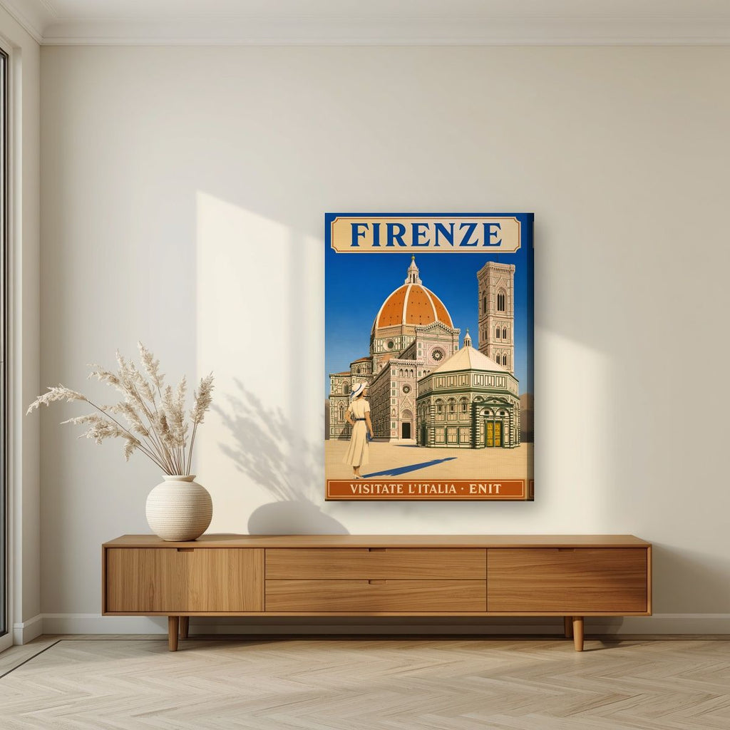 Il Duomo — Firenze art print, on slim canvas, styled in a living room
