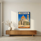 Il Duomo — Firenze art print, on slim canvas, styled in a living room