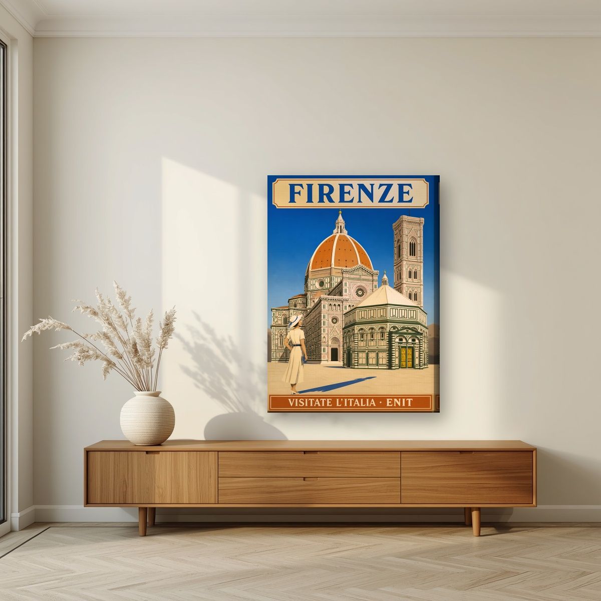 Il Duomo — Firenze art print, on slim canvas, styled in a living room