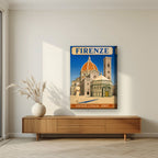 Il Duomo — Firenze art print, on thick canvas, styled in a living room