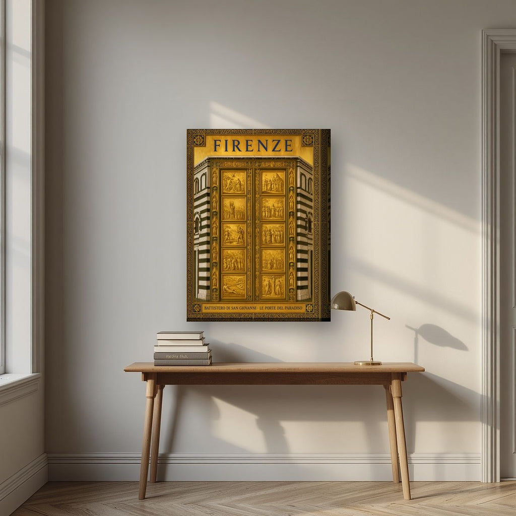 Le Porte Del Paradiso — Firenze art print, on thick canvas, styled in a desk