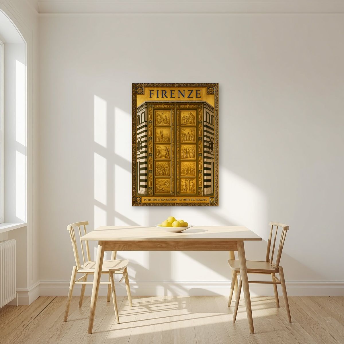 Le Porte Del Paradiso — Firenze art print, unframed poster, styled in a kitchen