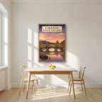 Ponte Vecchio — Firenze art print, in an oak frame, styled in a kitchen
