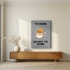 To Dunk Or Not To Dunk – Brolly Grey art print, on slim canvas, styled in a living room