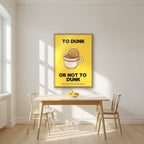 To Dunk Or Not To Dunk – Custard Cream art print, in an oak frame, styled in a kitchen