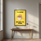 To Dunk Or Not To Dunk – Custard Cream art print, in a black frame, styled in a desk