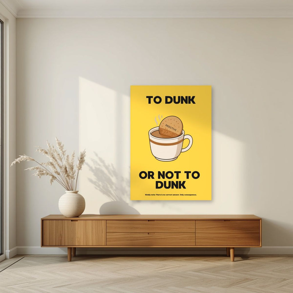 To Dunk Or Not To Dunk – Custard Cream art print, unframed poster, styled in a living room