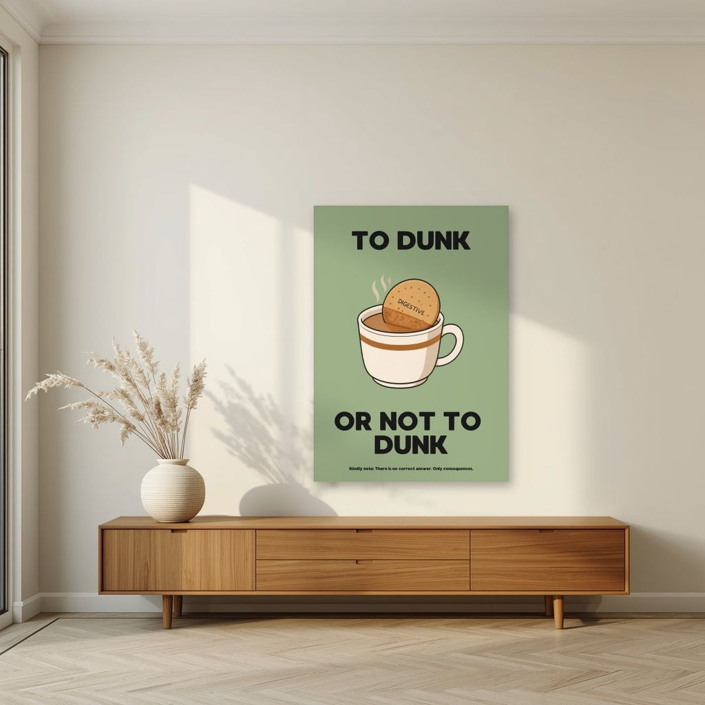 To Dunk Or Not To Dunk – Garden Sage art print, unframed poster, styled in a living room