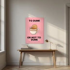 To Dunk Or Not To Dunk – Pink Wafer art print, unframed poster, styled in a desk