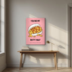 You're My Butty Half – Candyfloss Pink art print, on slim canvas, styled in a desk