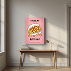 You're My Butty Half – Candyfloss Pink art print, on thick canvas, styled in a desk