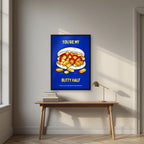 You're My Butty Half – Deckchair Blue art print, in a black frame, styled in a desk