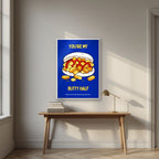 You're My Butty Half – Deckchair Blue art print, in a white frame, styled in a desk