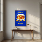 You're My Butty Half – Deckchair Blue art print, in an oak frame, styled in a desk