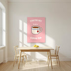 You're My Cuppa Tea – Battenberg Pink art print, unframed poster, styled in a kitchen