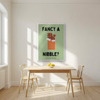 Fancy a Nibble – Allotment Sage art print, in a white frame, styled in a kitchen