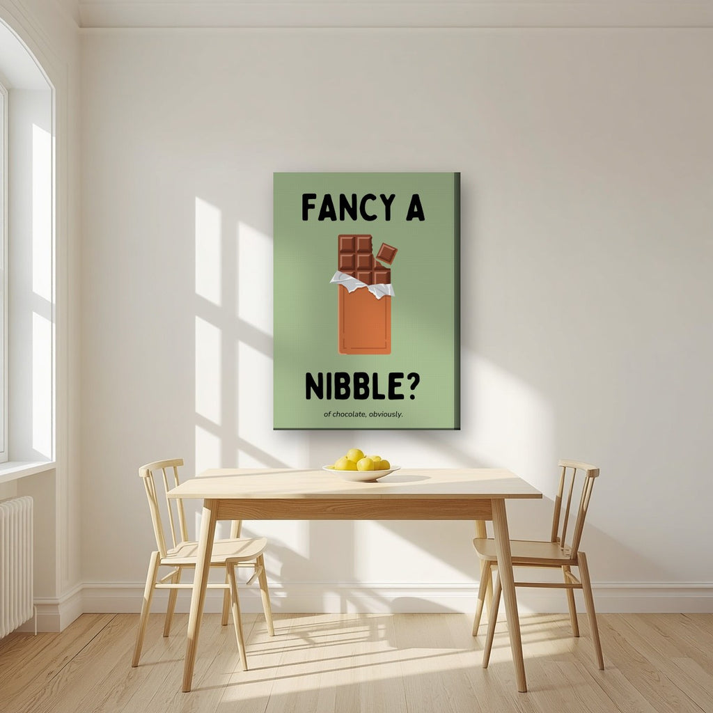 Fancy a Nibble – Allotment Sage art print, on slim canvas, styled in a kitchen