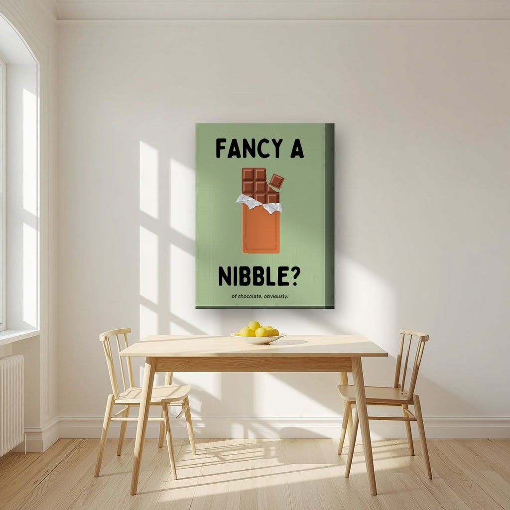 Fancy a Nibble – Allotment Sage art print, on thick canvas, styled in a kitchen
