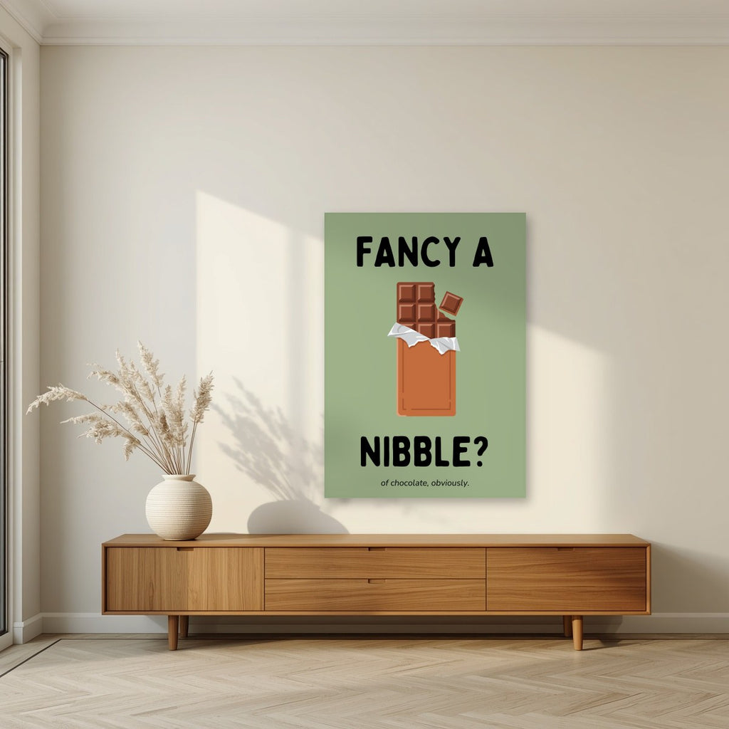 Fancy a Nibble – Allotment Sage art print, unframed poster, styled in a living room