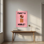 Fancy a Nibble – Candyfloss Pink art print, unframed poster, styled in a desk