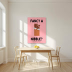 Fancy a Nibble – Candyfloss Pink art print, unframed poster, styled in a kitchen