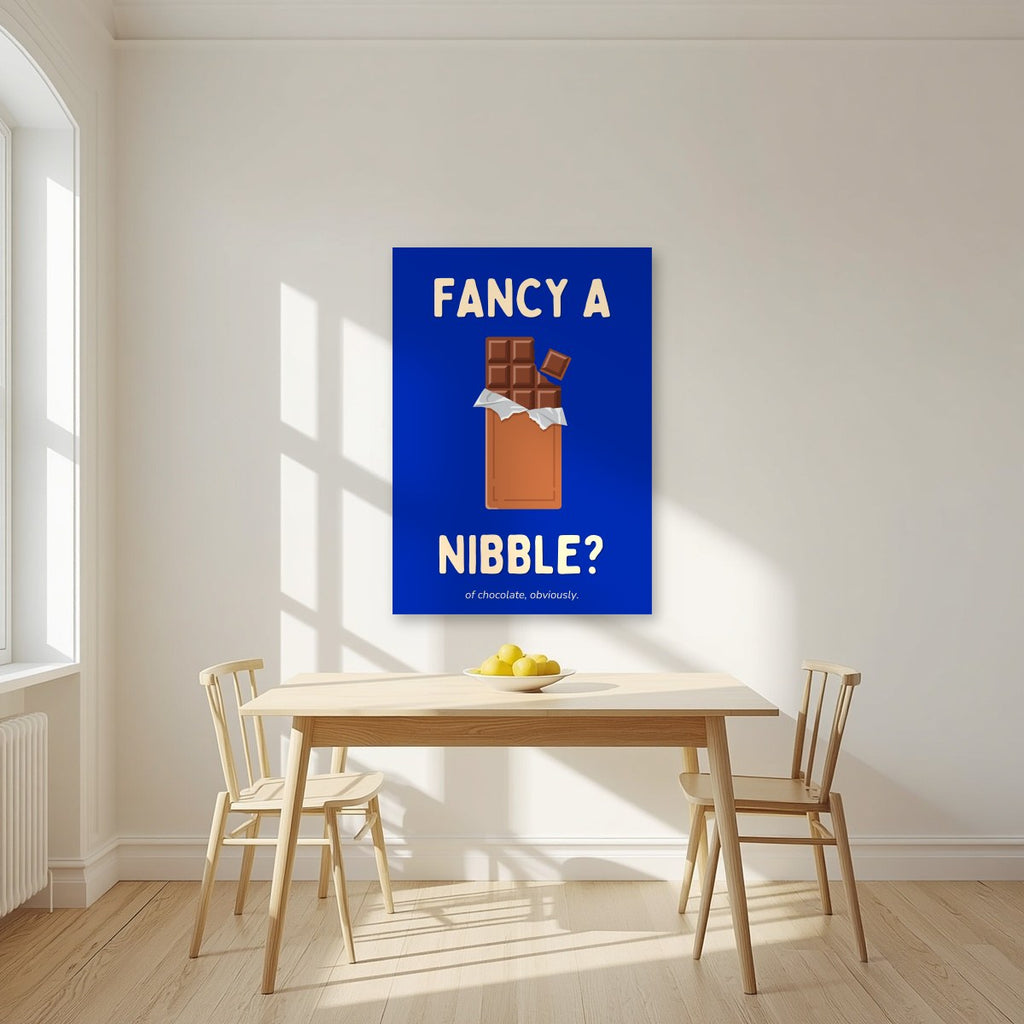 Fancy a Nibble – Deckchair Blue art print, unframed poster, styled in a kitchen